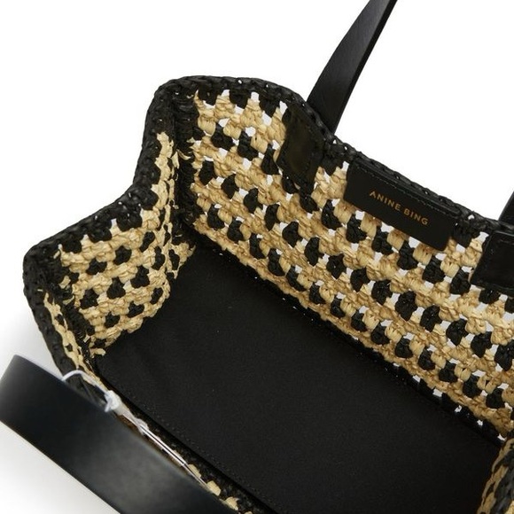 Anine Bing Small Rio Tote in Black / Tan - Picture 5 of 8